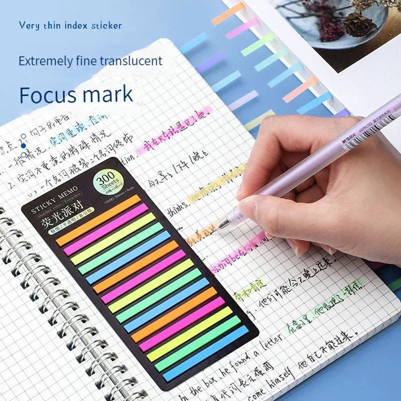 300 Sheets/PCS Transparent PET Sticky Stickers Notes Memo Pad Notes Macaron Color Bookmarks Notepad School Stationery