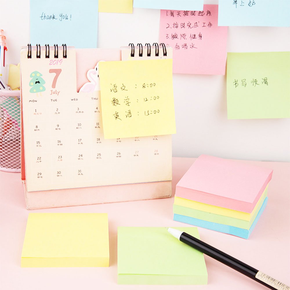 Hot selling custom high quality school supplies clear 3*3in colorful paper stationary memo pads sticky notes pads 3x3