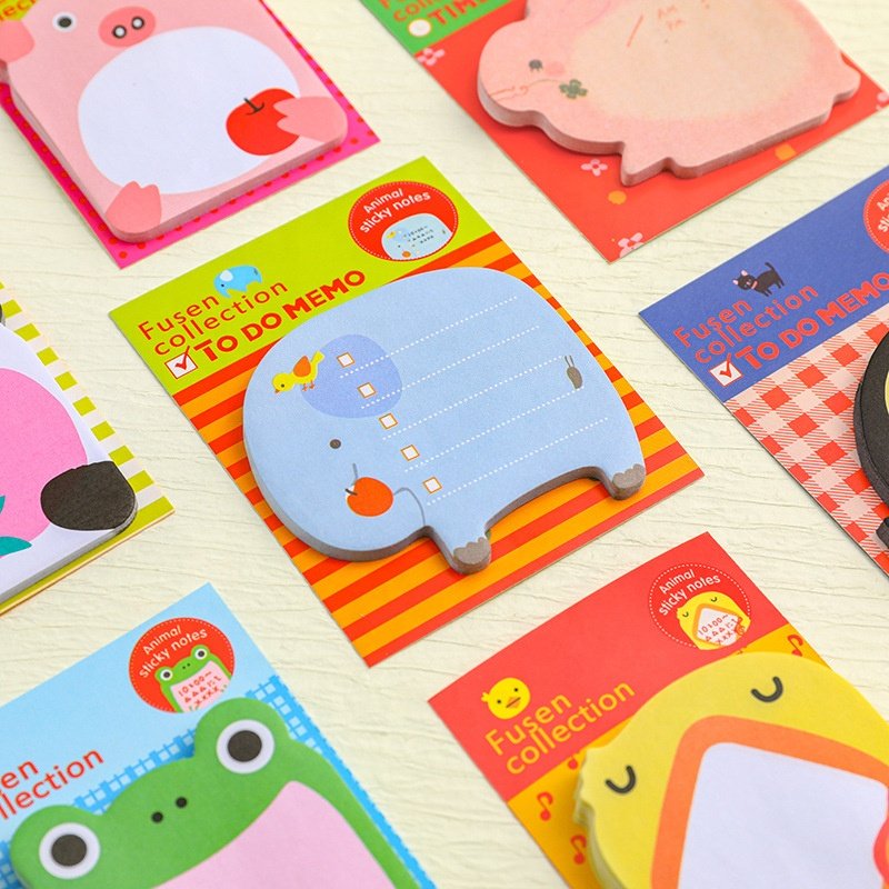 School stationery supplier cartoon cute kawaii animal sticky notes for children