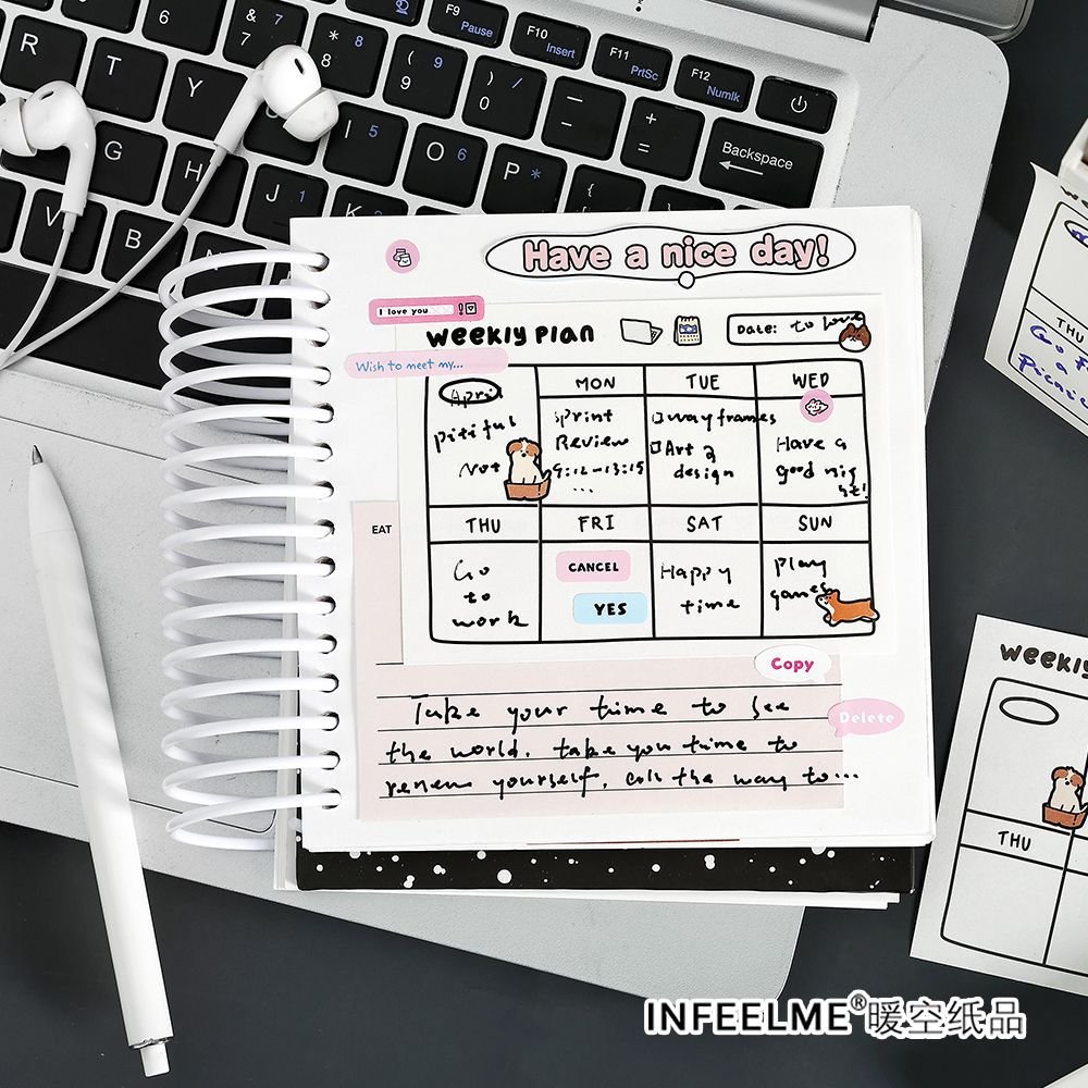 Cute animal Posted it Notes,sticky notes,Pleasure To-do List Series Schedule Weekly Planner List Notes Punch in N times