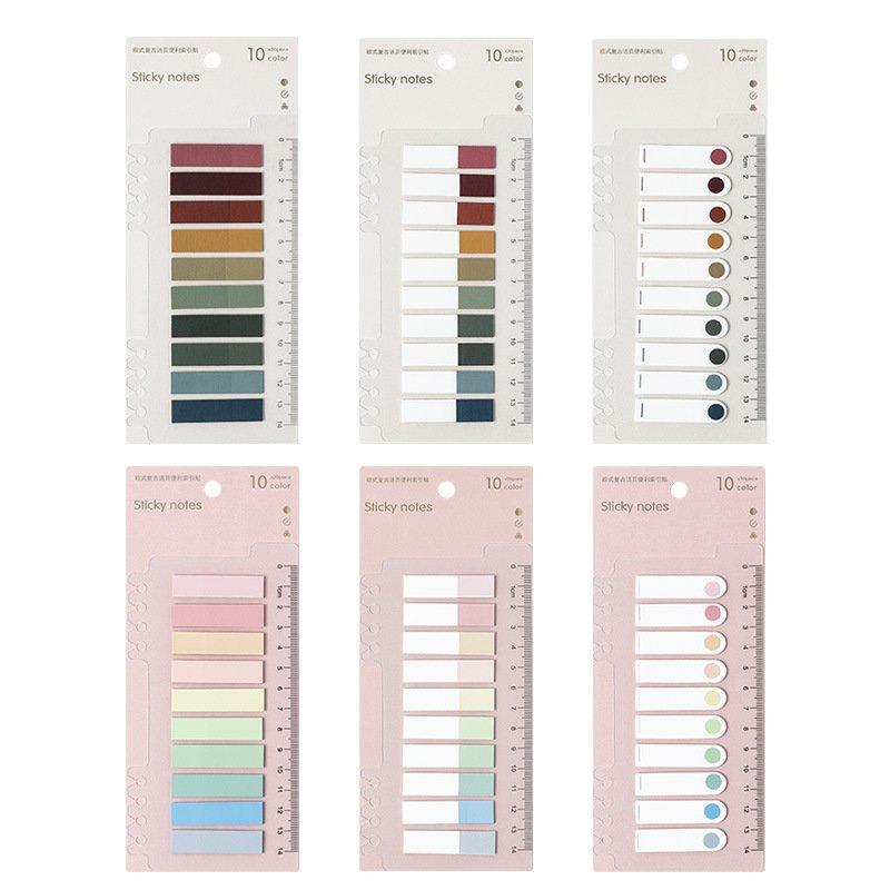 PET label sticker Morandi Color Index Memo Notepad schedule Planner Diary ruler portable Note paper School supplies