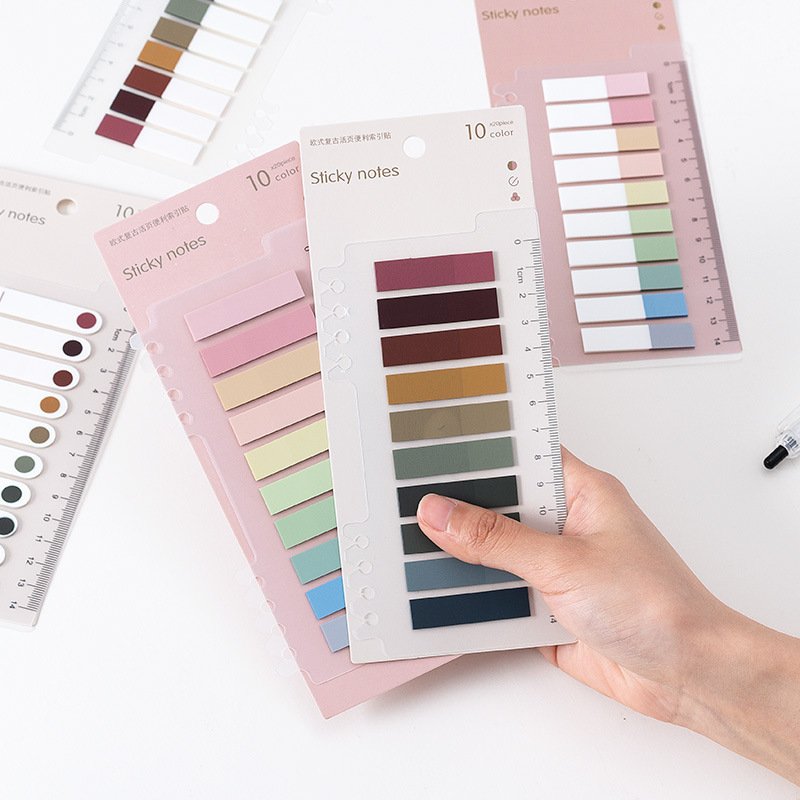 PET label sticker Morandi Color Index Memo Notepad schedule Planner Diary ruler portable Note paper School supplies