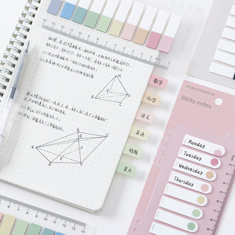 PET label sticker Morandi Color Index Memo Notepad schedule Planner Diary ruler portable Note paper School supplies