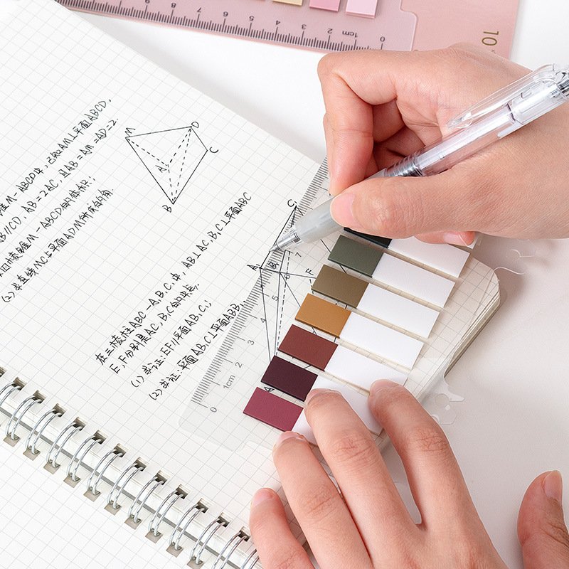 PET label sticker Morandi Color Index Memo Notepad schedule Planner Diary ruler portable Note paper School supplies