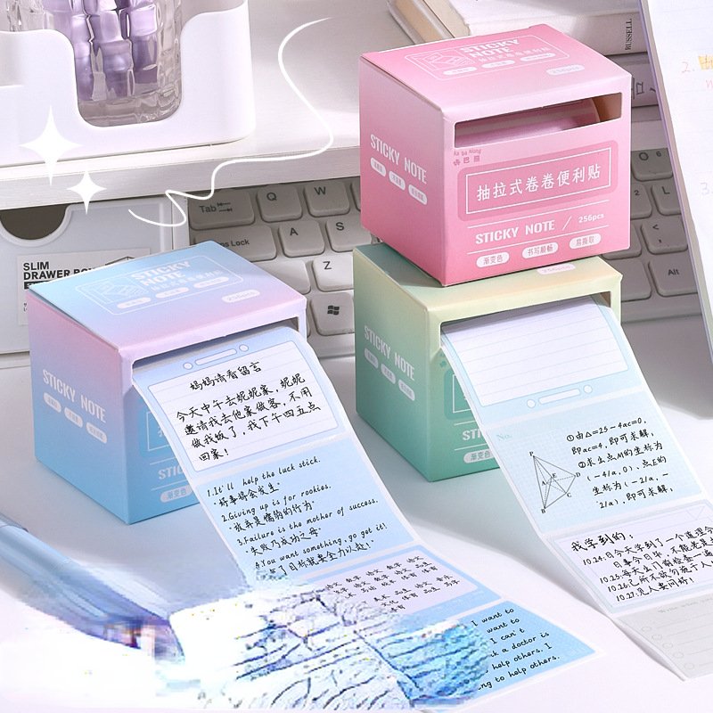 New gradient color boxed sticky notes students with full adhesive index label stickers memo pad 256 pieces