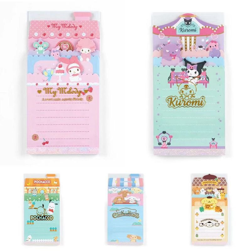 DHF1138 Hot-selling Cartoon Kuromi Melody memo pads girl kawaii Pochacco Pompompurin message note no sticky notes stationery