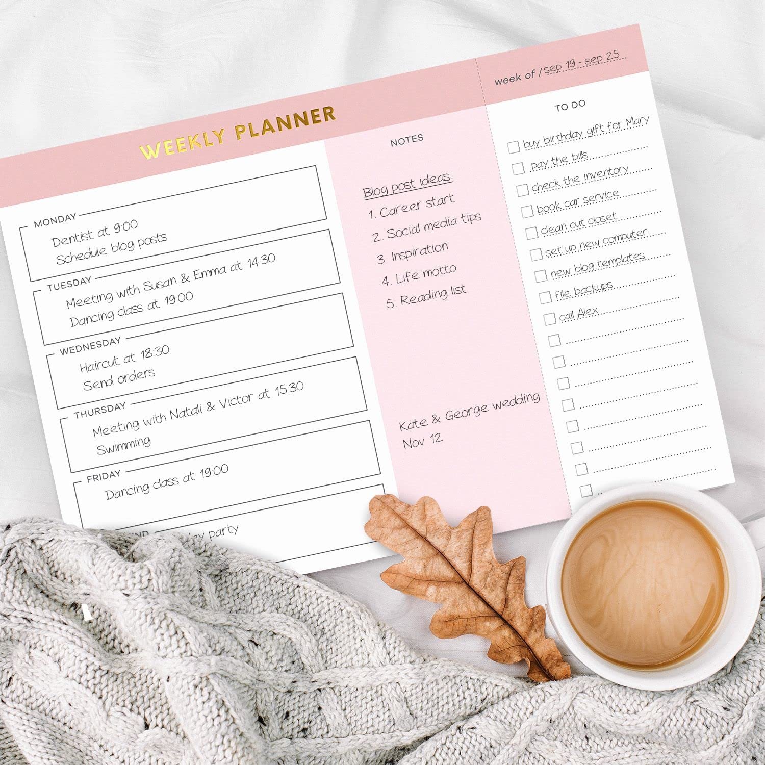 Custom Tear-Off 52 Week Office Supply to Do List Weekly Planner Pad for Fridge Home Decoration Notepad