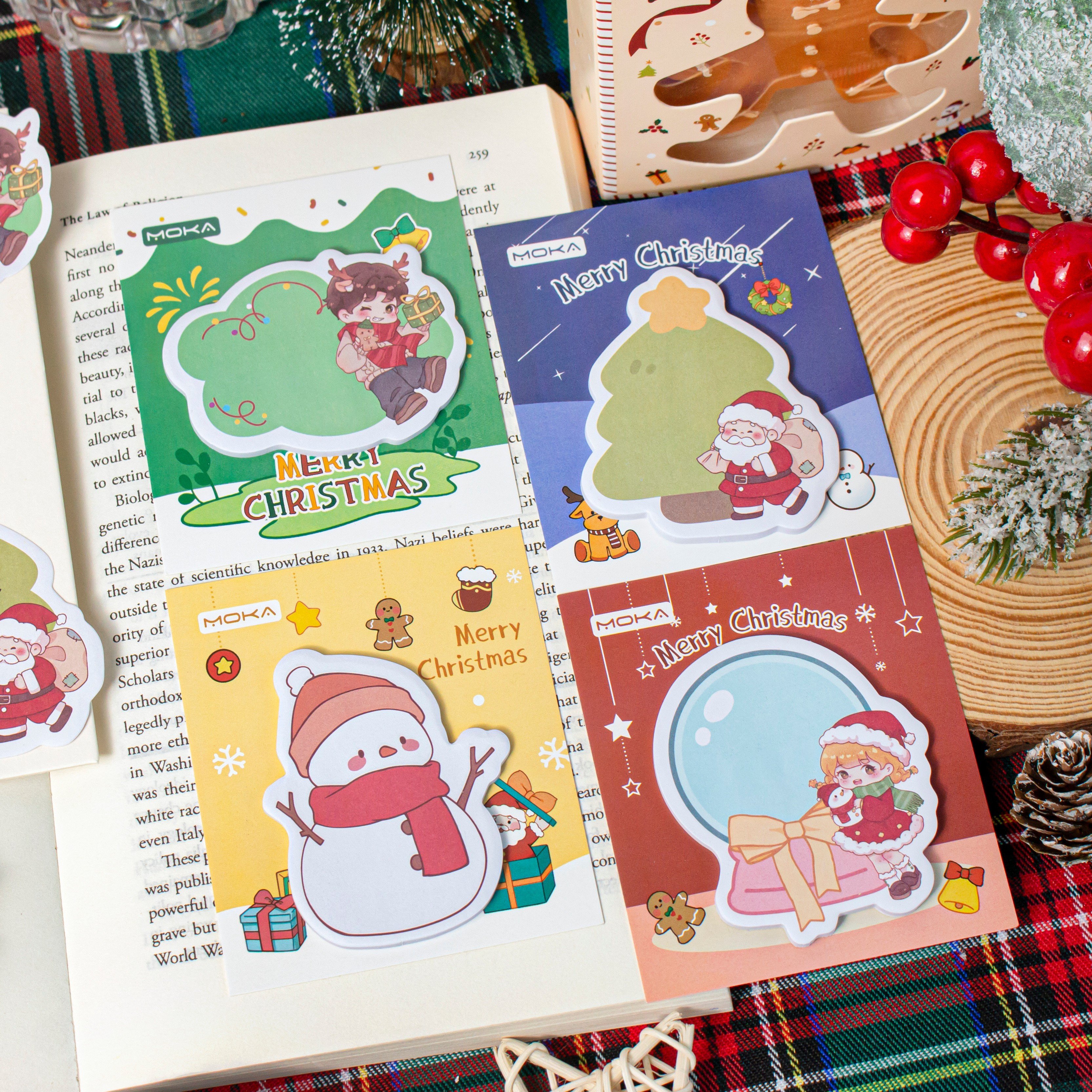 Cute Cartoon Pattern Self-Adhesive Sticky Notes for Students Cross Border Christmas Paper Notes for Note Taking