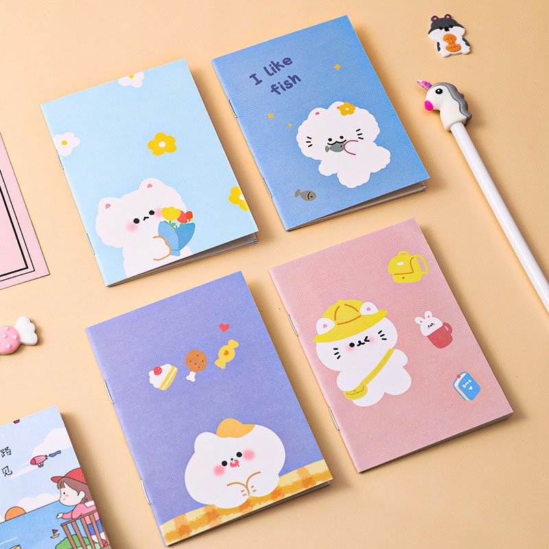 Hot sell cartoon cute pocket notebook cheap small Paper Memo Pad kawaii stationery Custom Logo Printed wholesale promotion diary