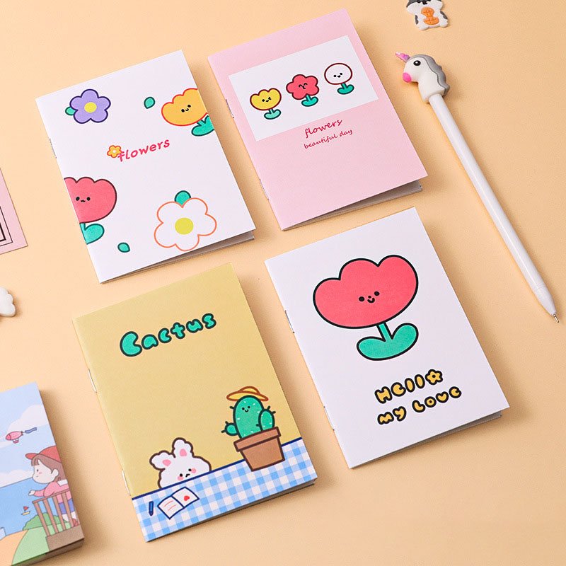 Hot sell cartoon cute pocket notebook cheap small Paper Memo Pad kawaii stationery Custom Logo Printed wholesale promotion diary