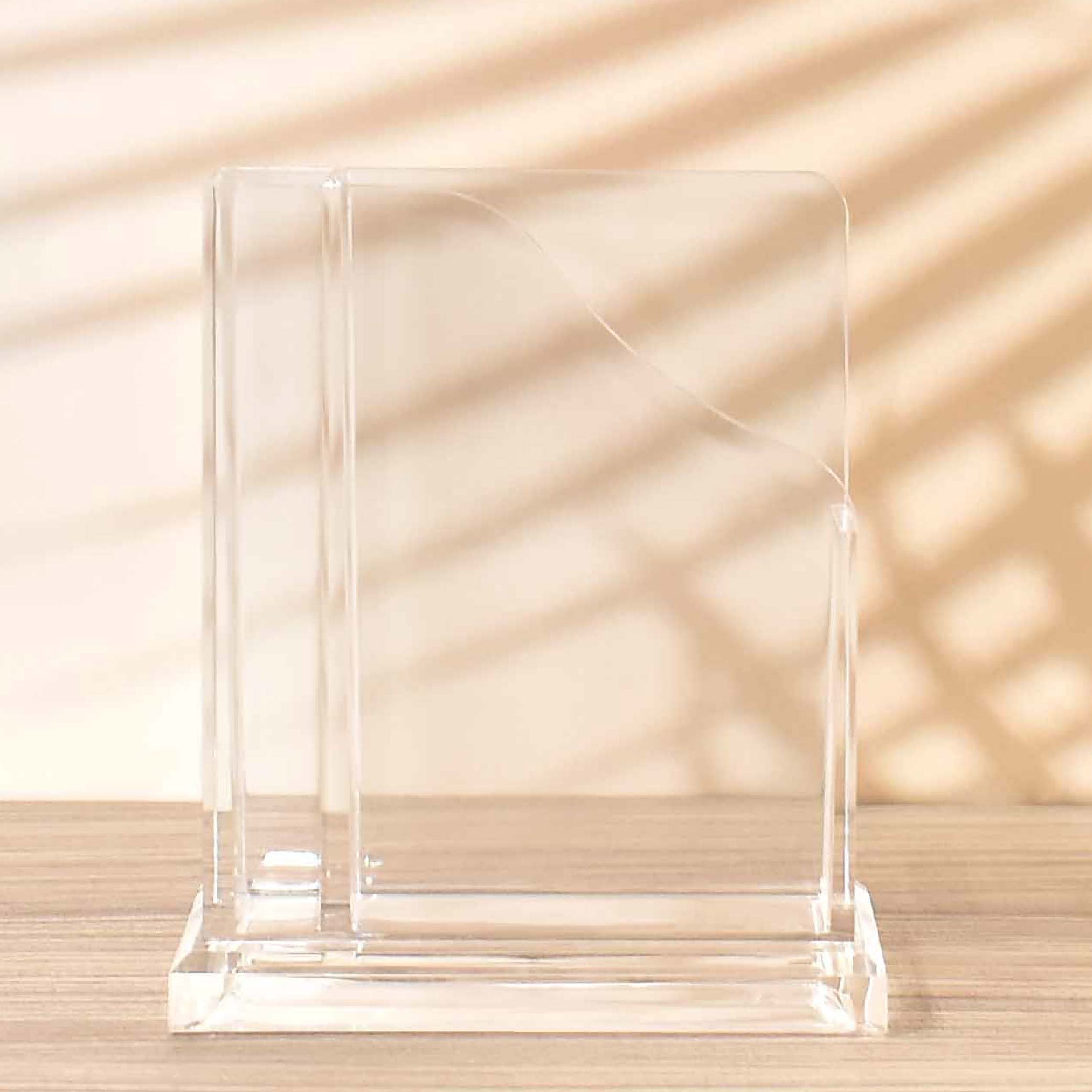Hot Sales Acrylic Memo Pad Post Sticky Note holder Desk Stationery Organizer Pencil Pen Holder