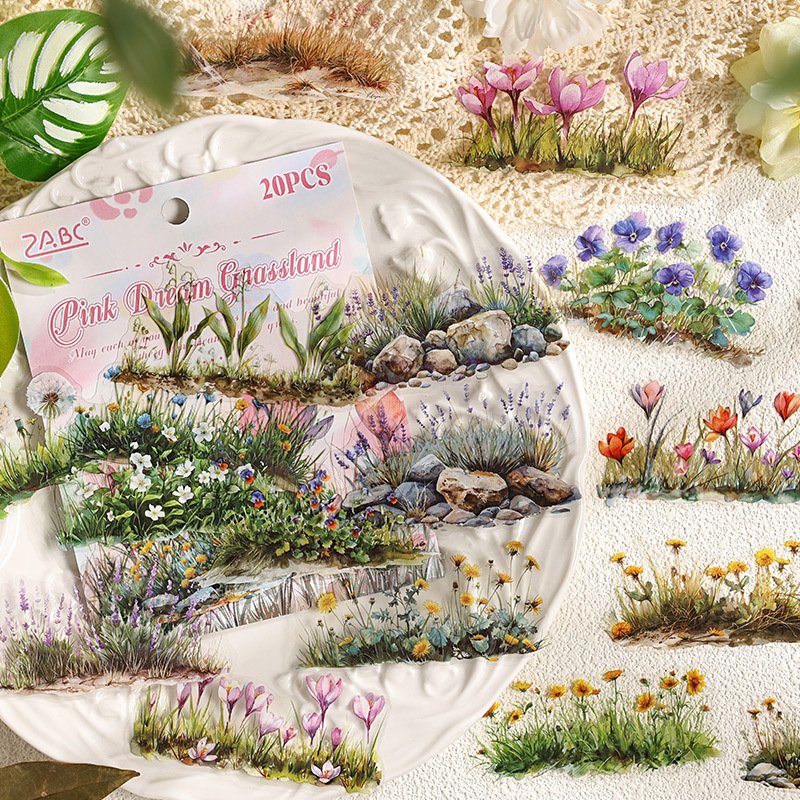 PET Sticker Plants Landscaping Theme scrapbook stickers Material 20pcs scrapbooking supplies scrapbooking kit