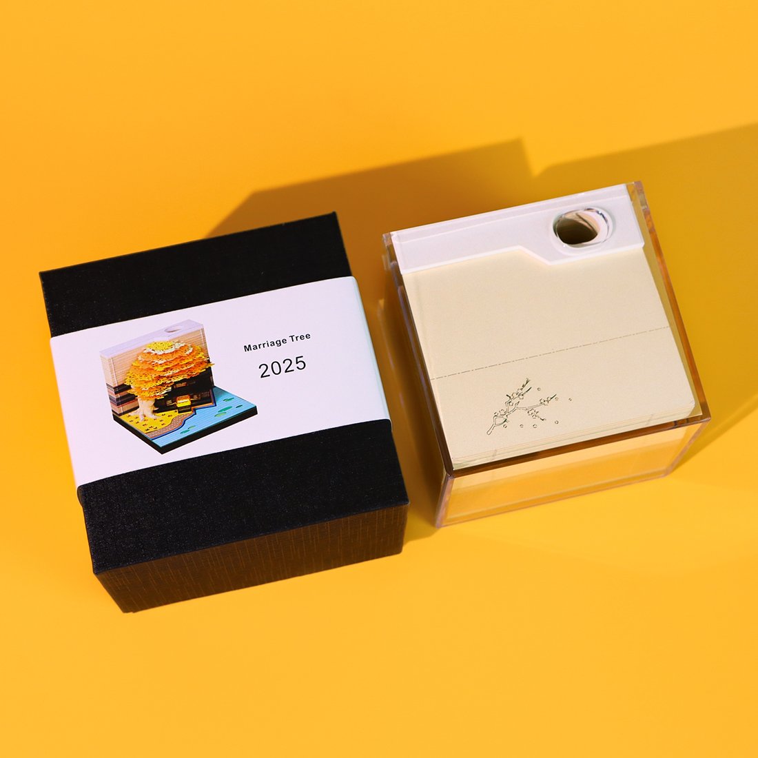 Custom Logo Printed 3D Sticky Note Memo Pads 3D Paper Art Sculpture Sakura Tree House Christmas Gift Weekly Block Notes Calendar