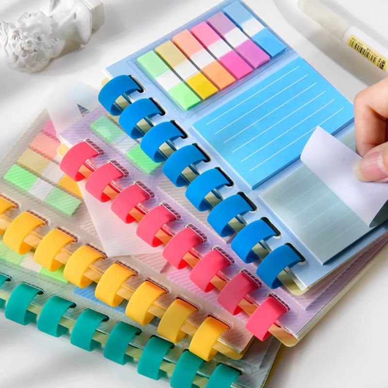 Colorful Combination Of Notes Sheet Subject Classification Sheet Students Post Index Labeling Stickers Rubber Ring Notebook