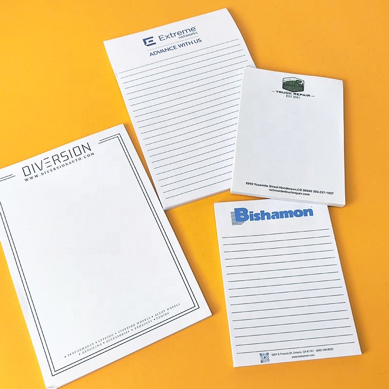 Custom Size White Plain A5 A4 Memo Pad Logo digital Printing Business Stationery Notepad Writing Paper Note Pads