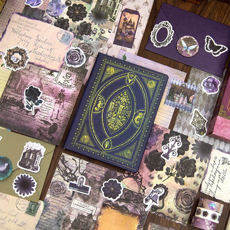 185 sheets per pack Hand Book Gift Box Set Medieval Chapter Series Retro Hand Book Splicing DIY Materials