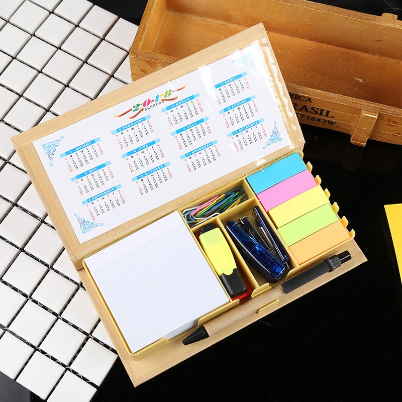 Sticky Note And Pen Set Promotional Pu Leather Cover Sticky Note Sets Memo Pad Sticky Notes With Calendar Wholesale