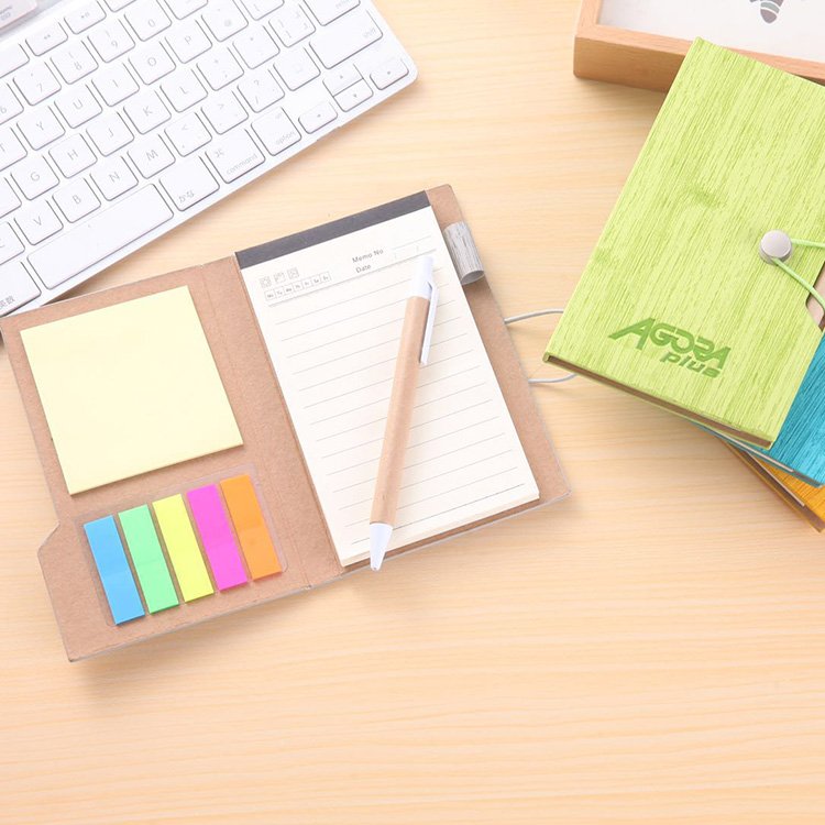 Customized ECO friendly Sticky memo pad and colorful bookmark with pen set logo printing for promotional items