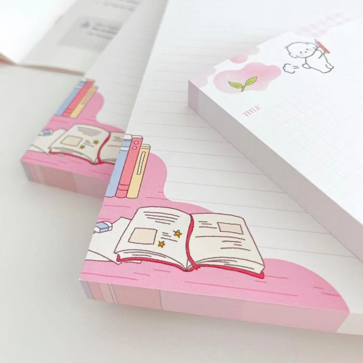 Low MOQ custom notepad printing cute custom shape sticky notes set
