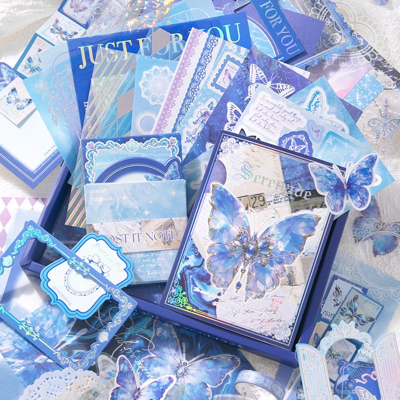 1 box contains Material Gift Box Warm Send Series INS Butterfly Theme Handbook DIY Material Decorative Recycled Stickers