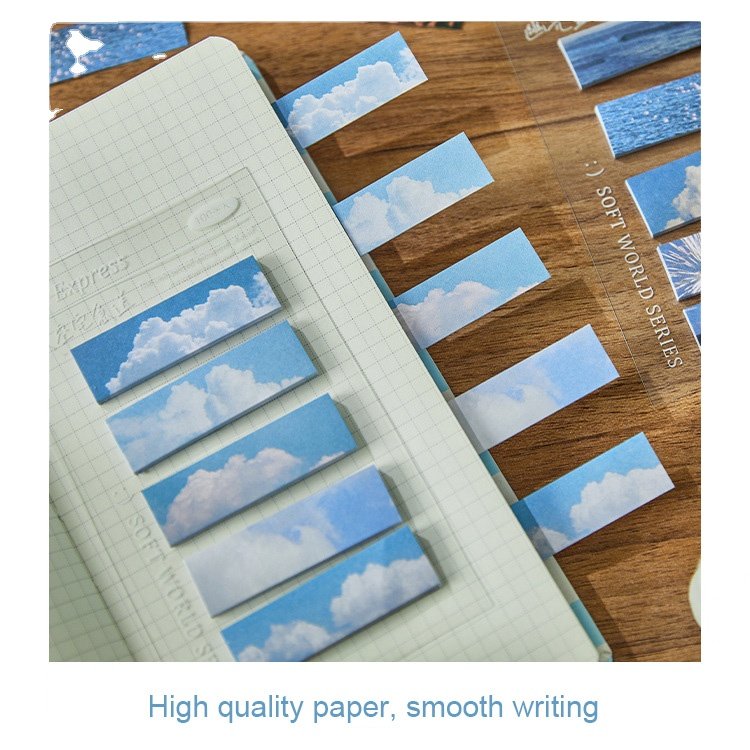 Hot Sale Cute Stationary Memo Pads Scenery Flowers Snow Mountains Clouds Night Sunset Waves Sticky Notes Office Supplies
