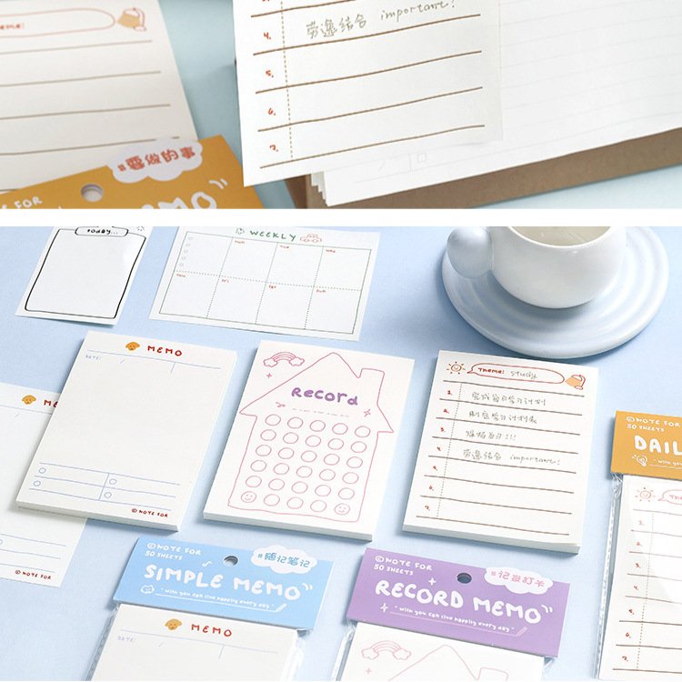 50 Sheets/pack Cute Note FOR Series Memo Pad Kawaii Daily Notepad Weekly Plan Monthly Memo Stationery School Office Supplies
