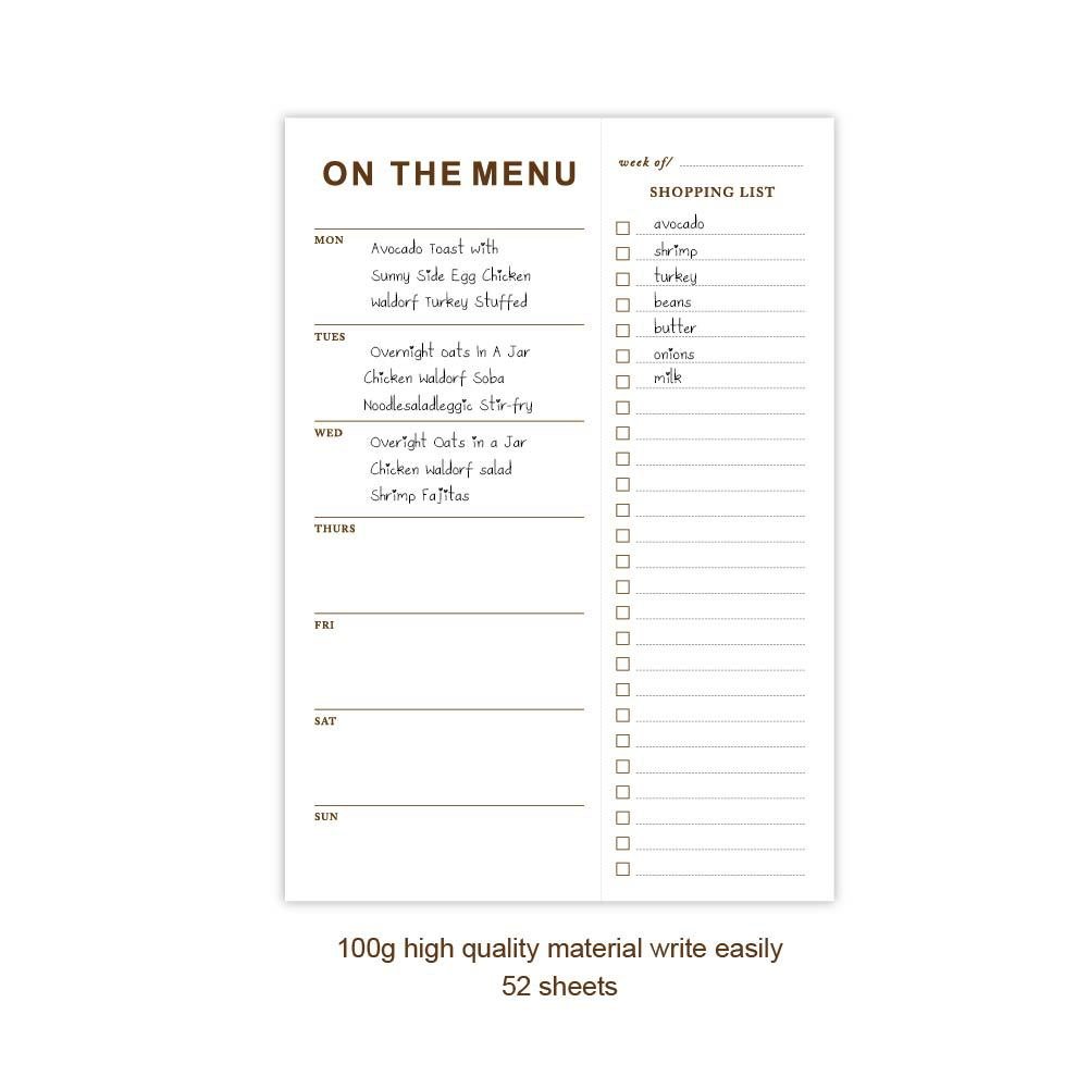 52 Week Meal Planning Pad with Tear Off Shopping List Gold Meal Planner and Grocery List Magnetic Notepad Weekly Meal Planner