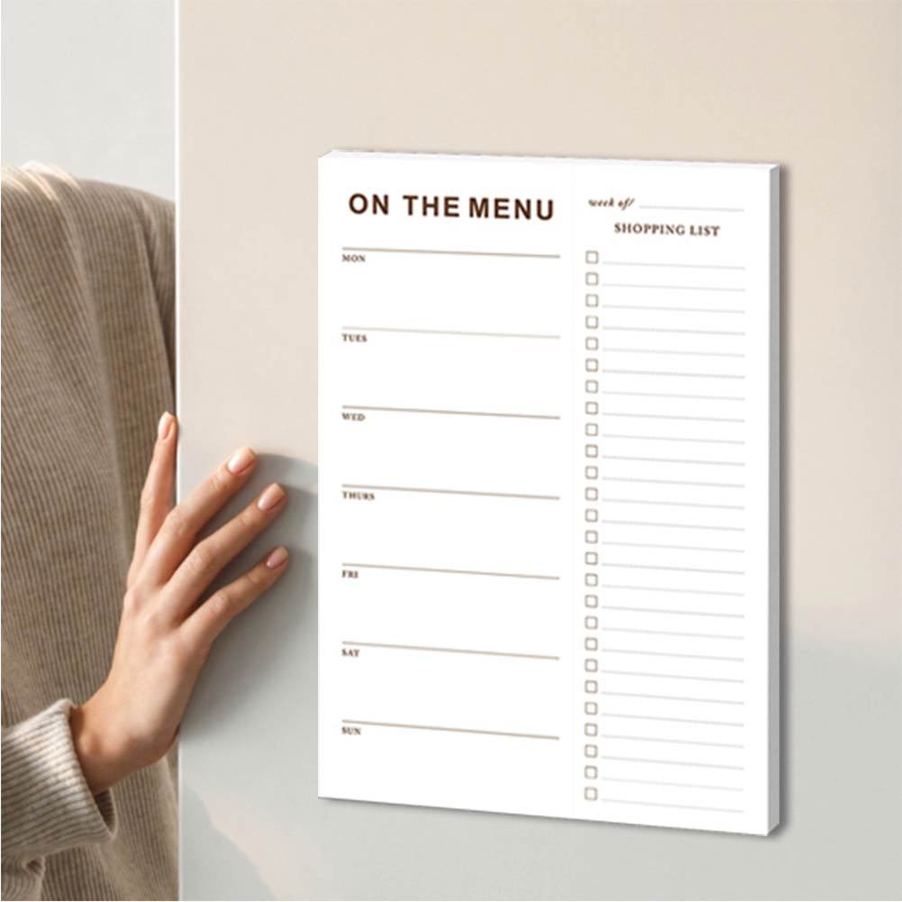 52 Week Meal Planning Pad with Tear Off Shopping List Gold Meal Planner and Grocery List Magnetic Notepad Weekly Meal Planner