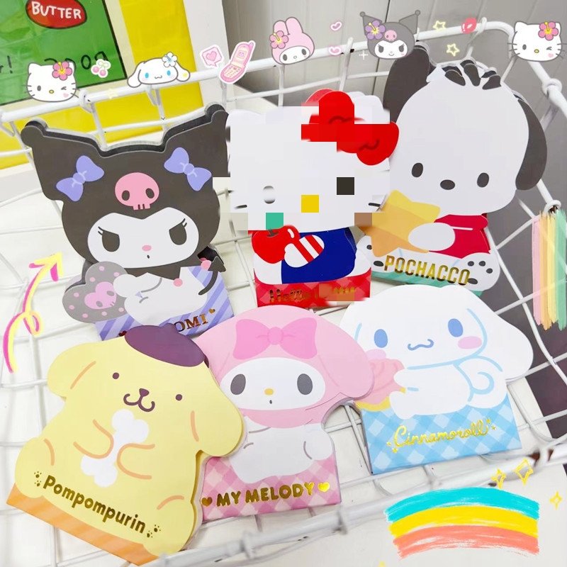 DHF1165 Wholesale cartoon Kuromi Melody notepad anime cute small Pochacco shape message book memo pad stationery
