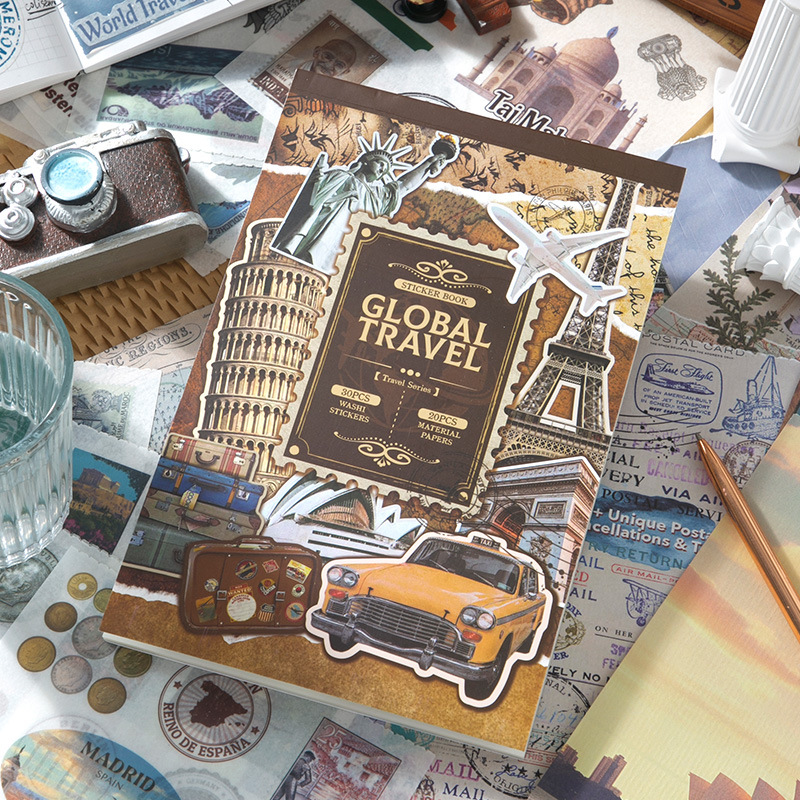 50pcs/pack Sketchbook Travel Series Vintage Landscaping Handbook DIY Material Decorative Priming