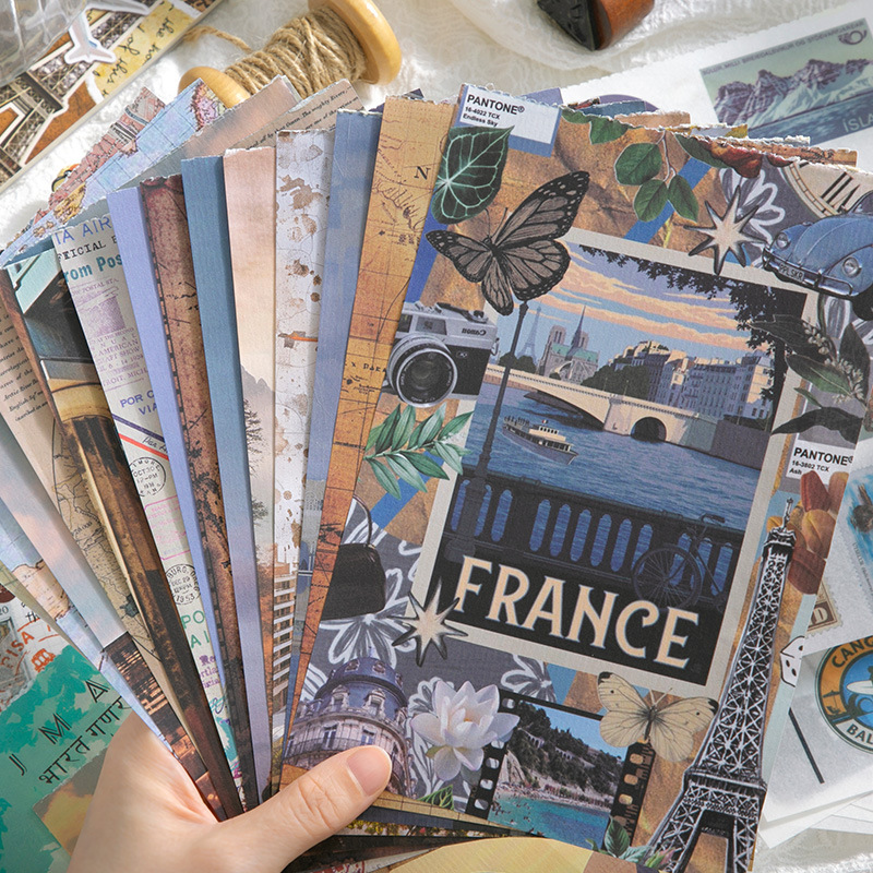 50pcs/pack Sketchbook Travel Series Vintage Landscaping Handbook DIY Material Decorative Priming