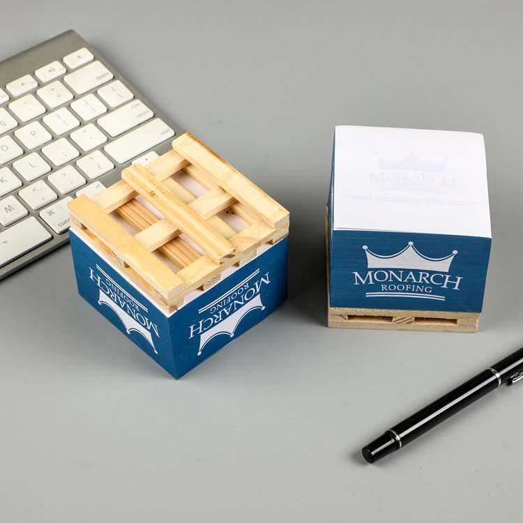 Hign Quality Custom Memo Pad Logo Square Wooden Pallet For Business Office Notepad Custom Paper Block Memo Sticky Note Cube