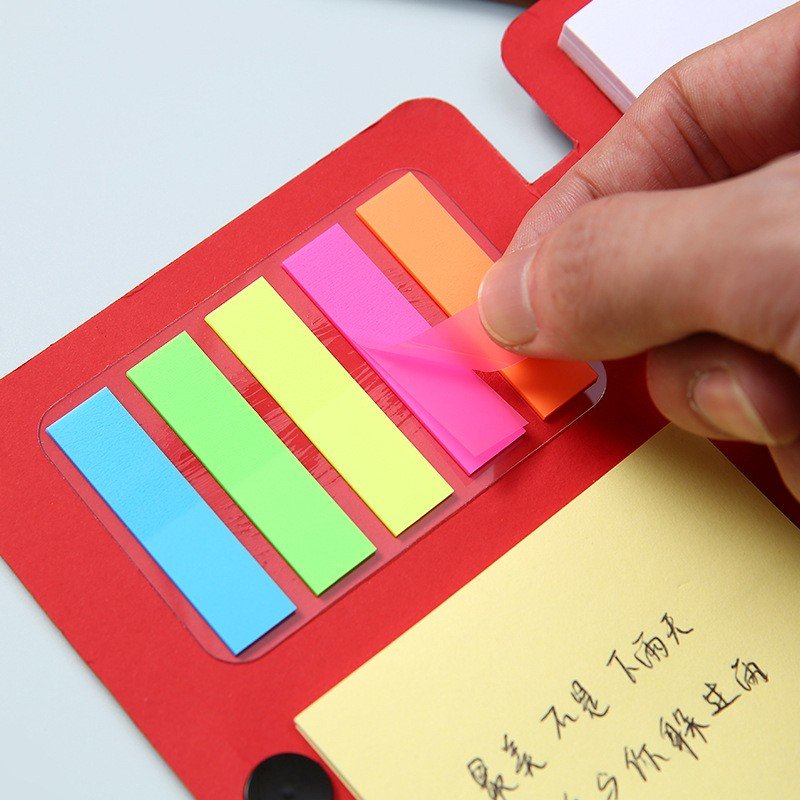 Simple &Transparent Button Type Kraft Paper Combination Sticky Note Pad Craft Paper Notepad Paper Ball Pen Memo Pad Use