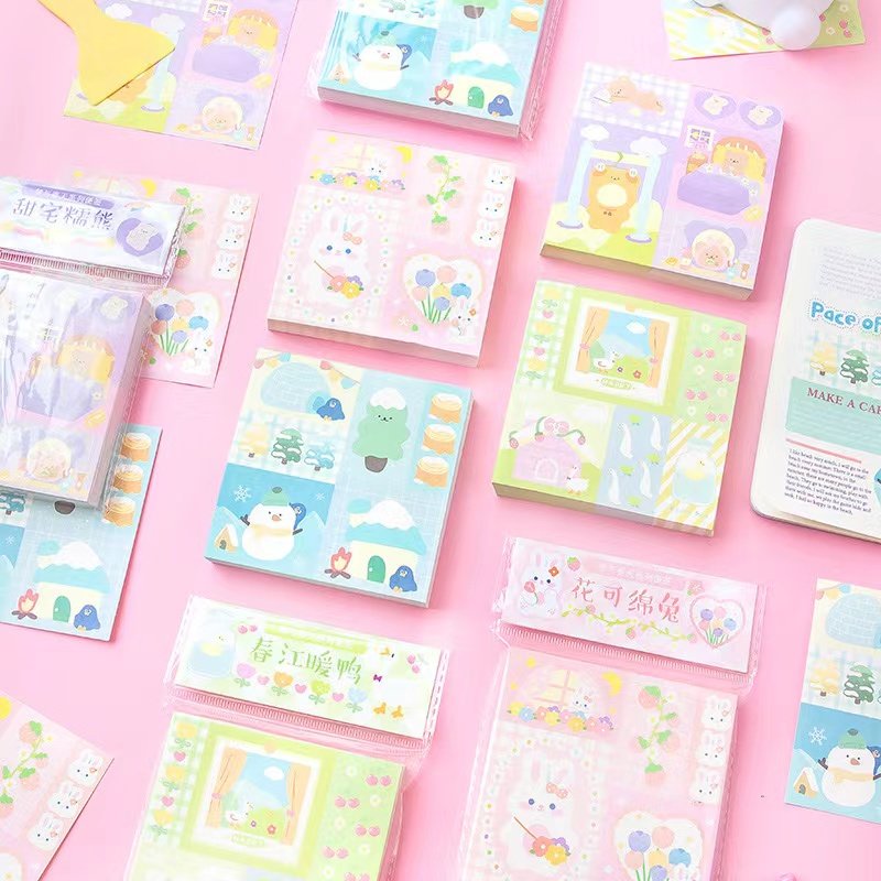 Fresh and Removable Mosaic Lattice Design Cute Handmade Spring Puzzle Notepad for Message Decoration Memo Pads