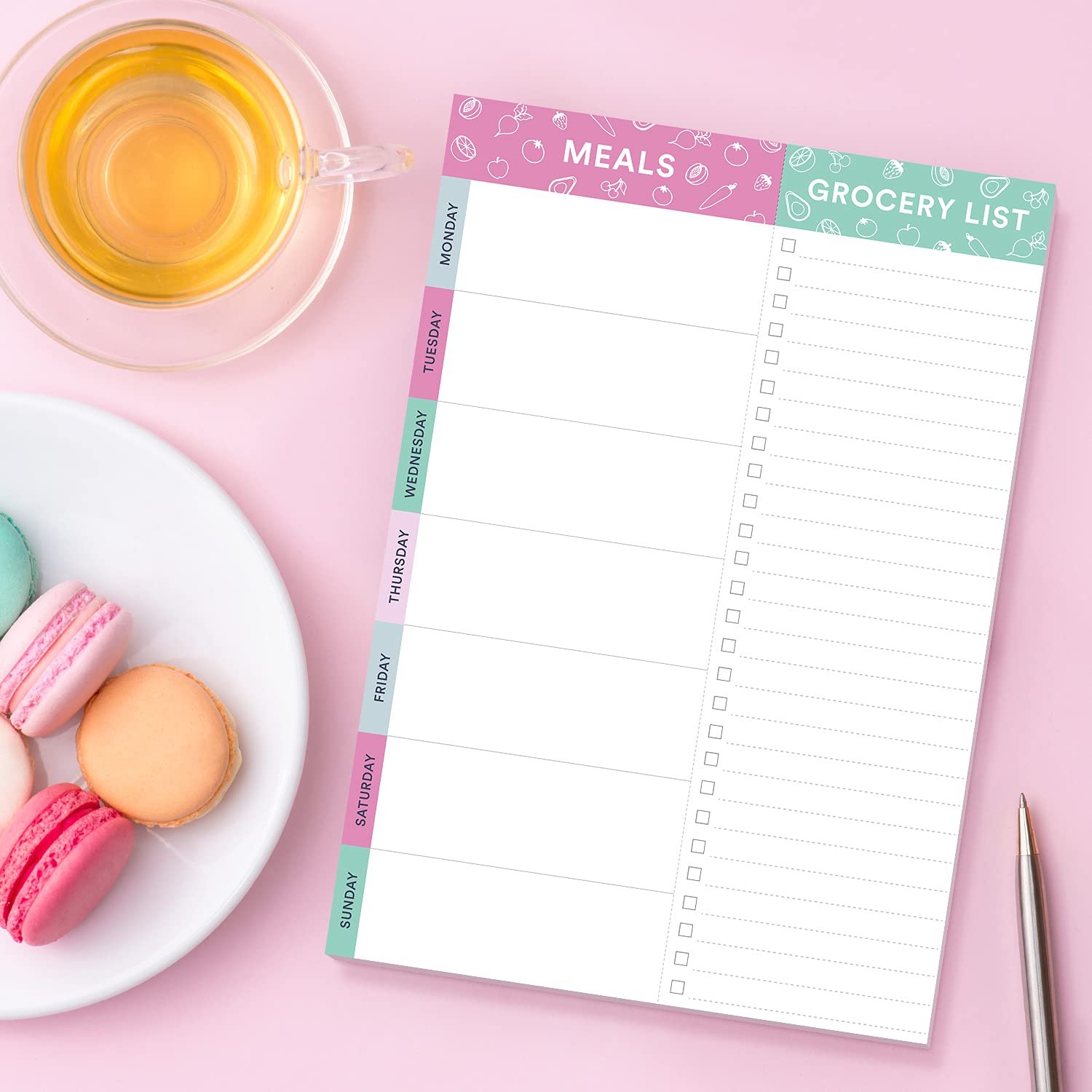 Customizable Full Magnet Back Shopping Lists Grocery List Pad for Fridge with Weekly Meal Plan Shopping List