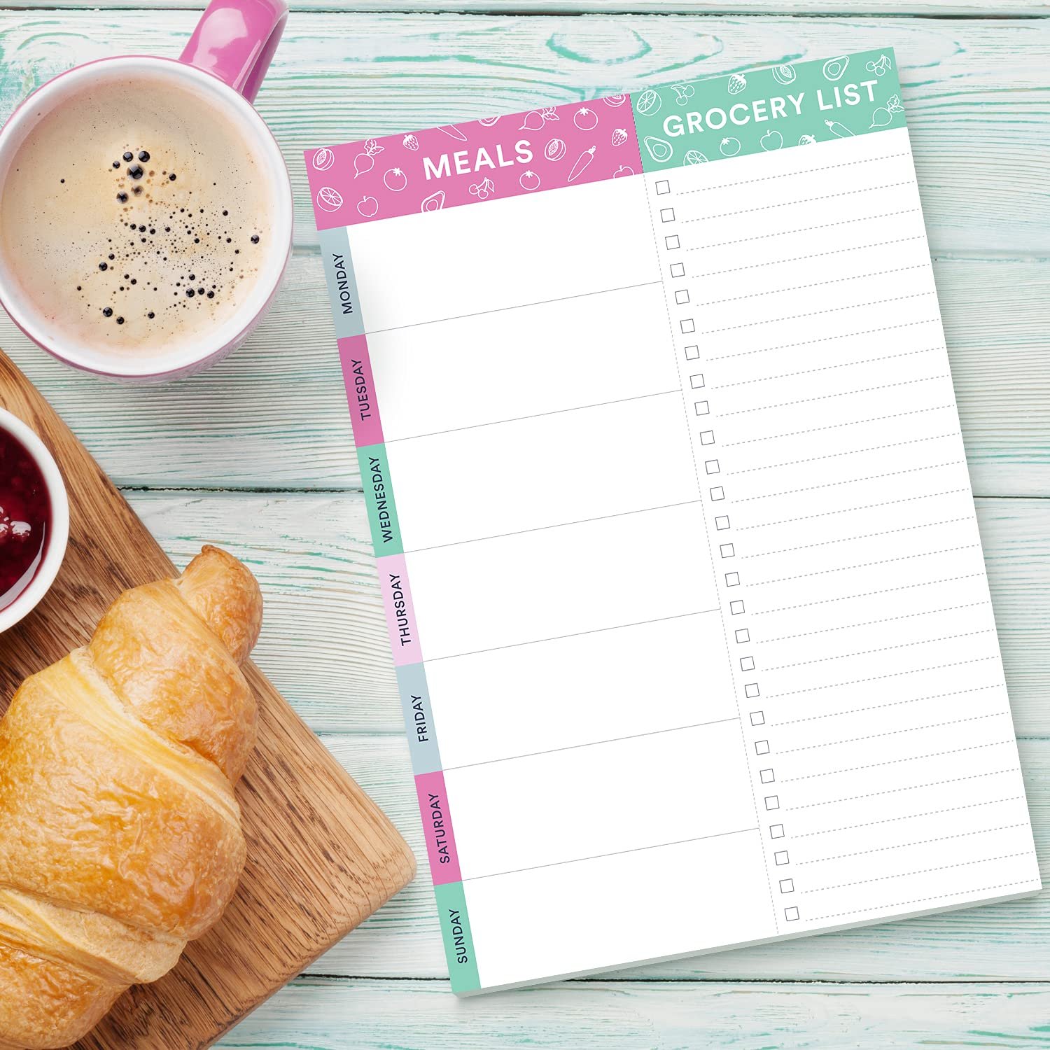 Customizable Full Magnet Back Shopping Lists Grocery List Pad for Fridge with Weekly Meal Plan Shopping List