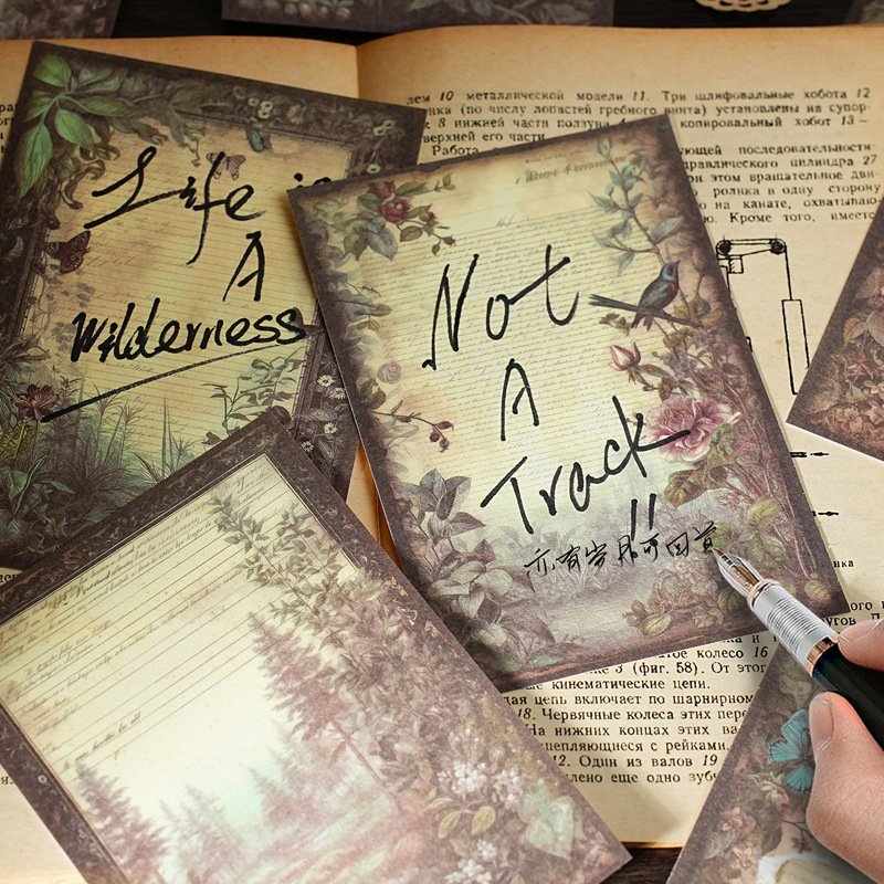 20pcs/pack A6 vintage style material paper student message paper packaging handbook landscape decoration underlining material pa