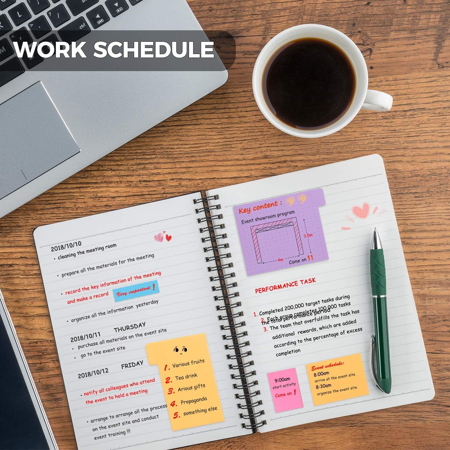 Custom Journal Notebook School Study Office Supplies Gift Self-Adhesive Note Pad And Sticker Note Set