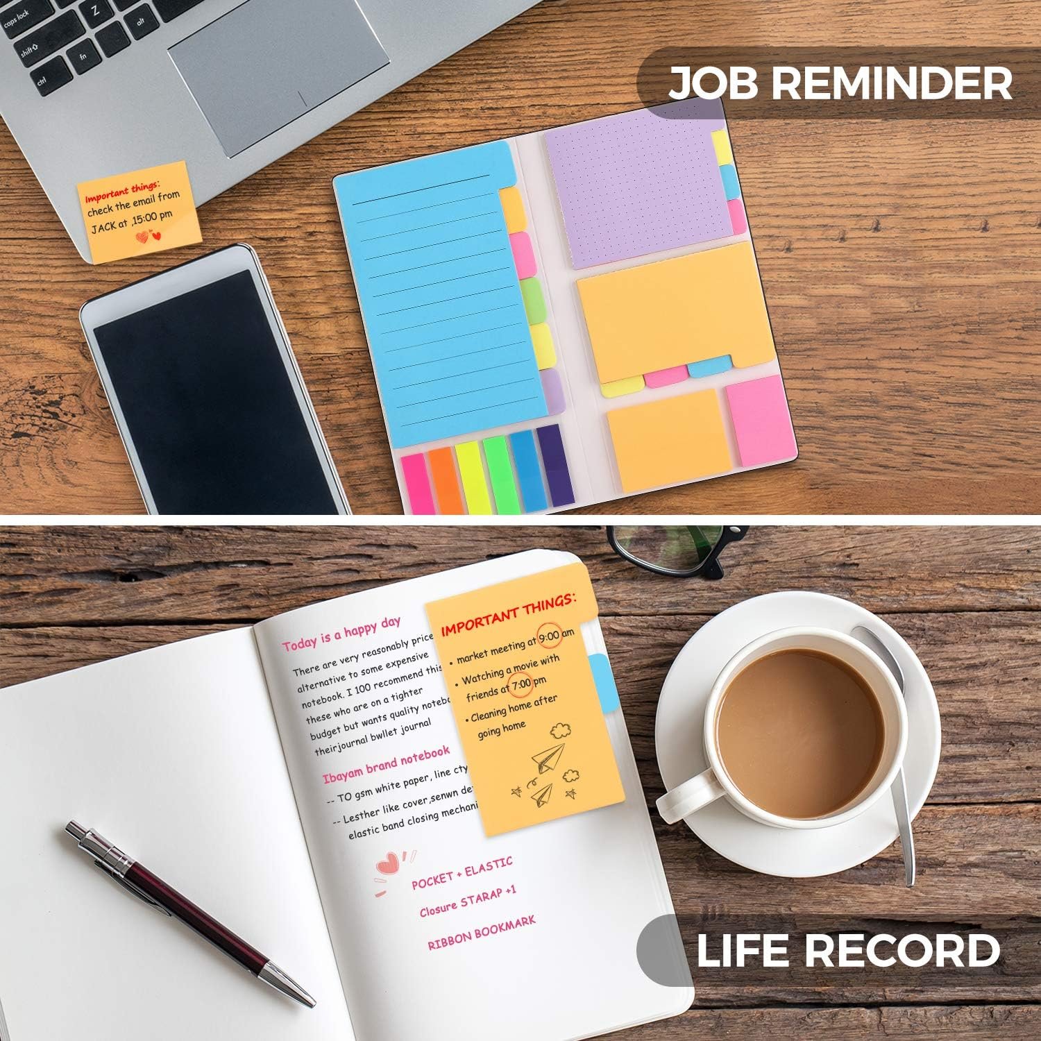 Custom Journal Notebook School Study Office Supplies Gift Self-Adhesive Note Pad And Sticker Note Set