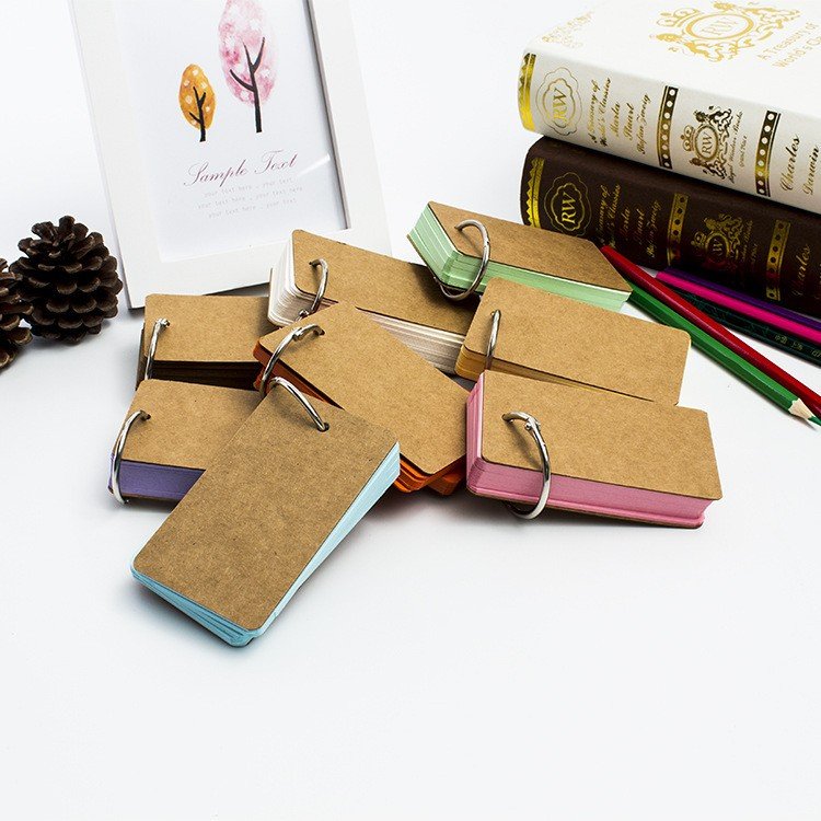 Portable Candy Color Custom Ring Binder Blank Notepad Small Card Message DIY Blank Stationery Memory Hand Card Note Memo Pads