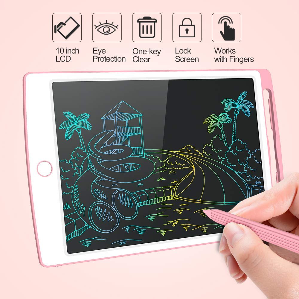 LCD Writing Tablet 10 Inch Colorful Screen Drawing Tablet for Kids, Reusable and Portable Toddler
