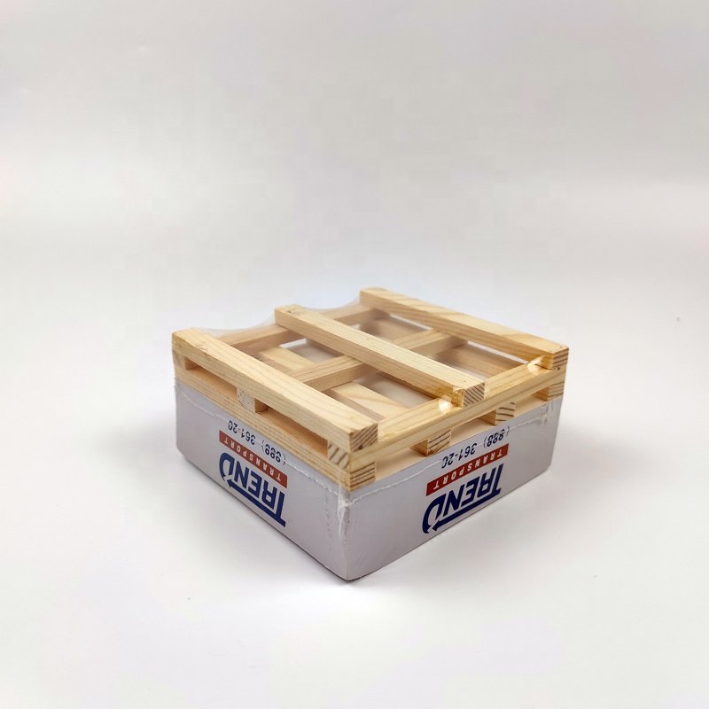 Custom Business Logo Printing Notecube Wooden Pallet Adhesive 3D Block Sticky Notes Memo Holder Pad Paper Cube Block Refill