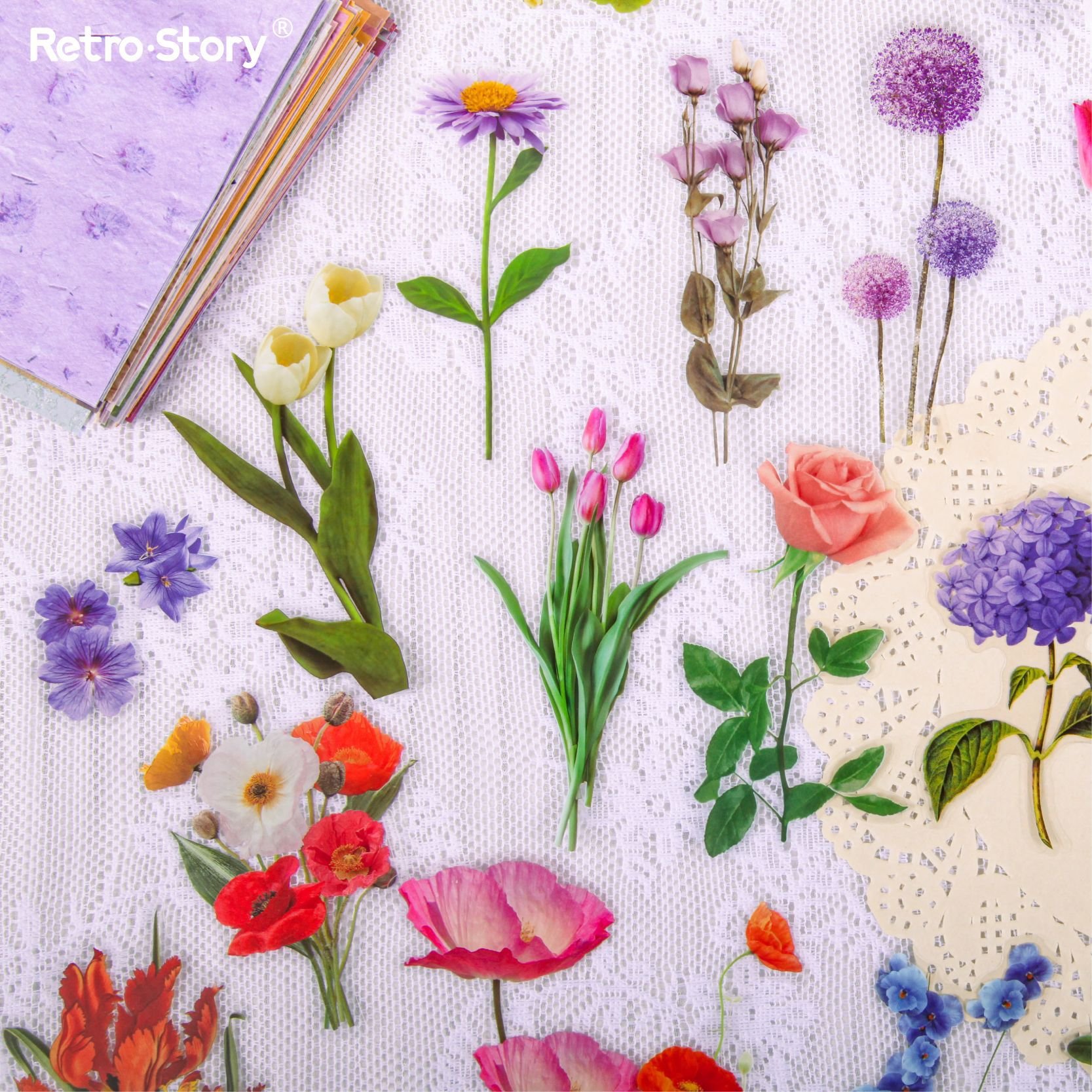 31pcs/pack Boxed material pack Flower Words Series INS Flower Handbook DIY Material Decoration Bottom