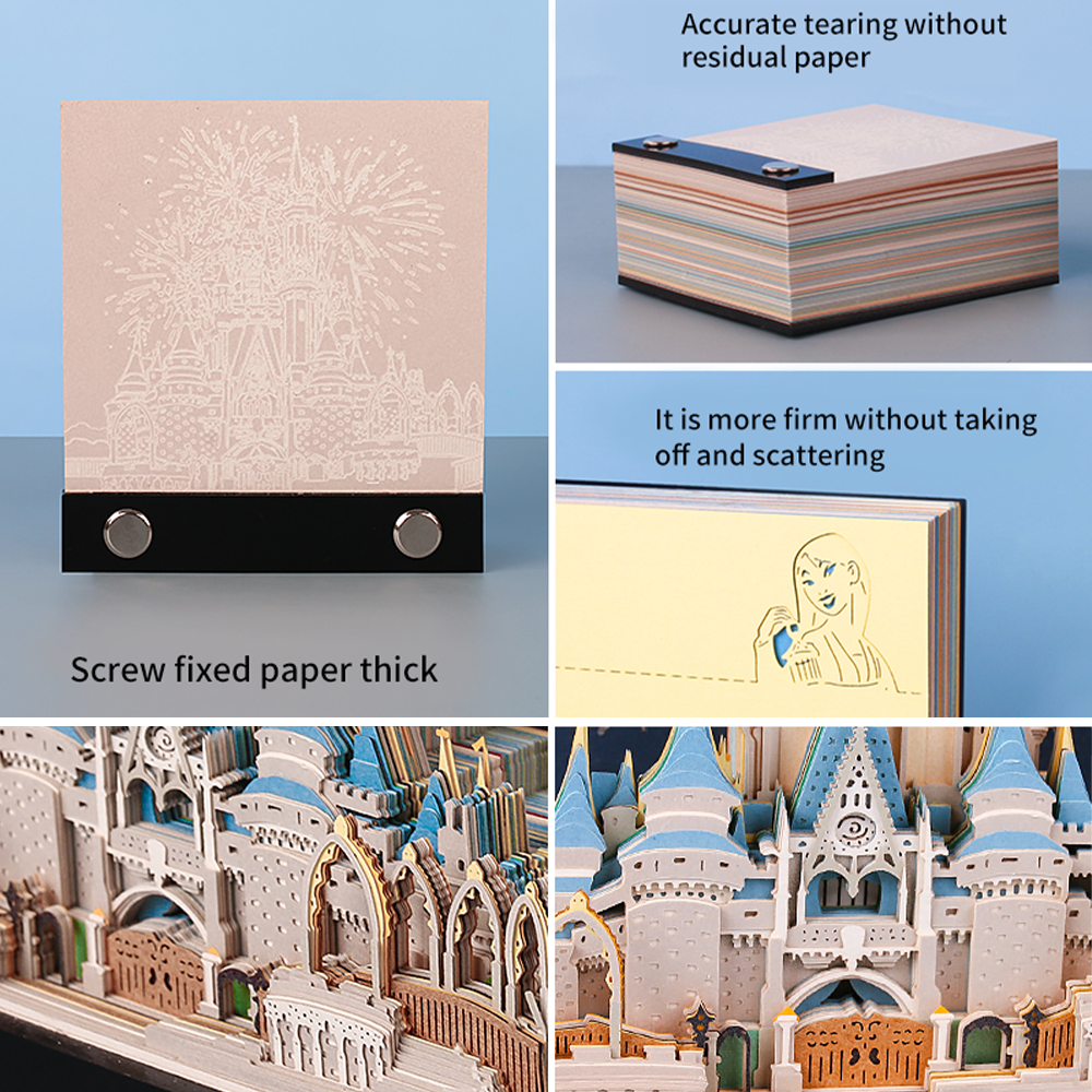 Custom Design Cartoon Originality Stationery Cute 3D Castle Memo Pad