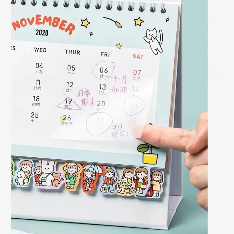 Long transparent sticky notes notepad with stickers simple and high-value note for office stationery