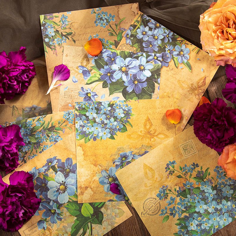 50 Pieces/Pack Material Book Colorful World Series Retro Flower DIY Journal Decoration Base Collage 6 Models