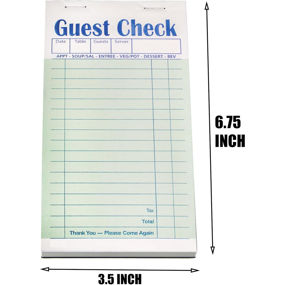 Custom Guest Check Pads Carbonless paper Hotel Notepad Checklist for Restaurants Bars Cafes Order service
