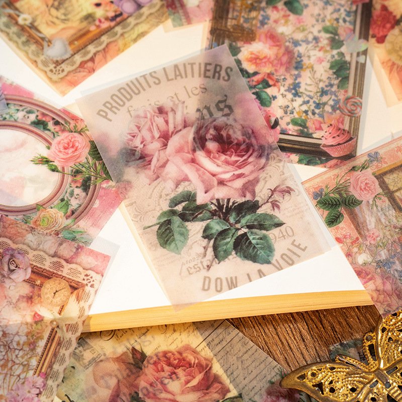 50pcs/pack Material Book Flower Elegant Charm Series Vintage Flower Handbook DIY Material Decorative Underlining