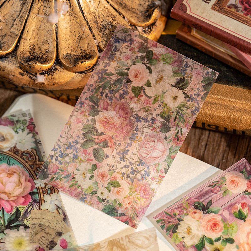 50pcs/pack Material Book Flower Elegant Charm Series Vintage Flower Handbook DIY Material Decorative Underlining