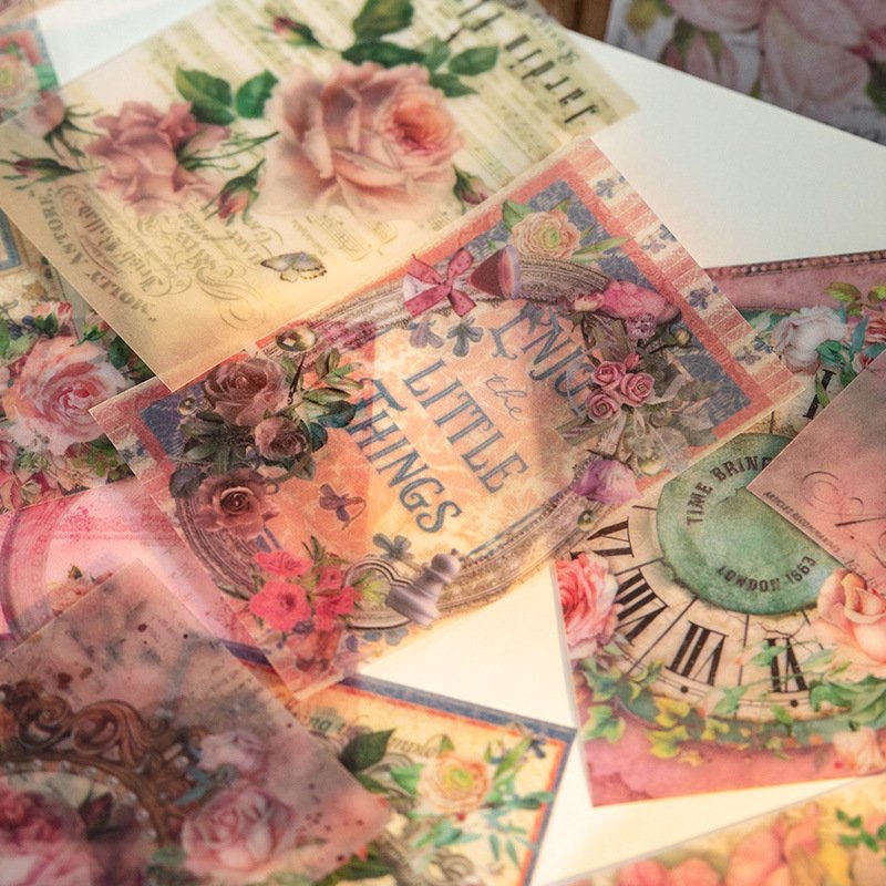 50pcs/pack Material Book Flower Elegant Charm Series Vintage Flower Handbook DIY Material Decorative Underlining